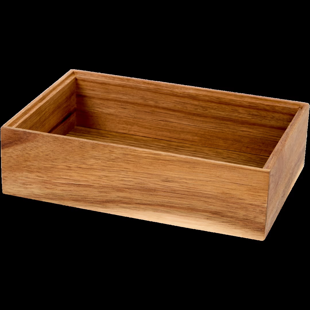 Caja de almacenamiento de madera de acacia