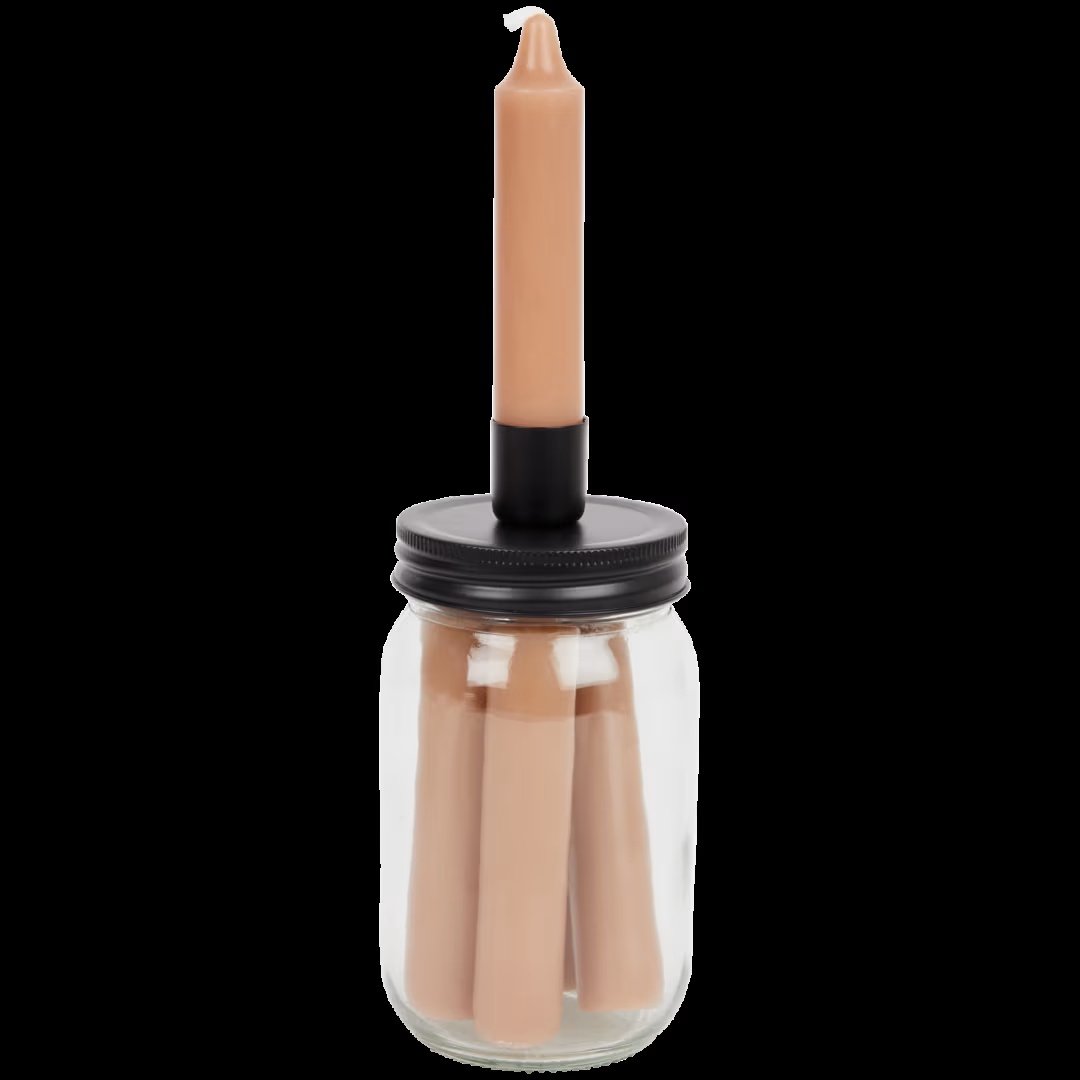Velas de candelabro en frasco