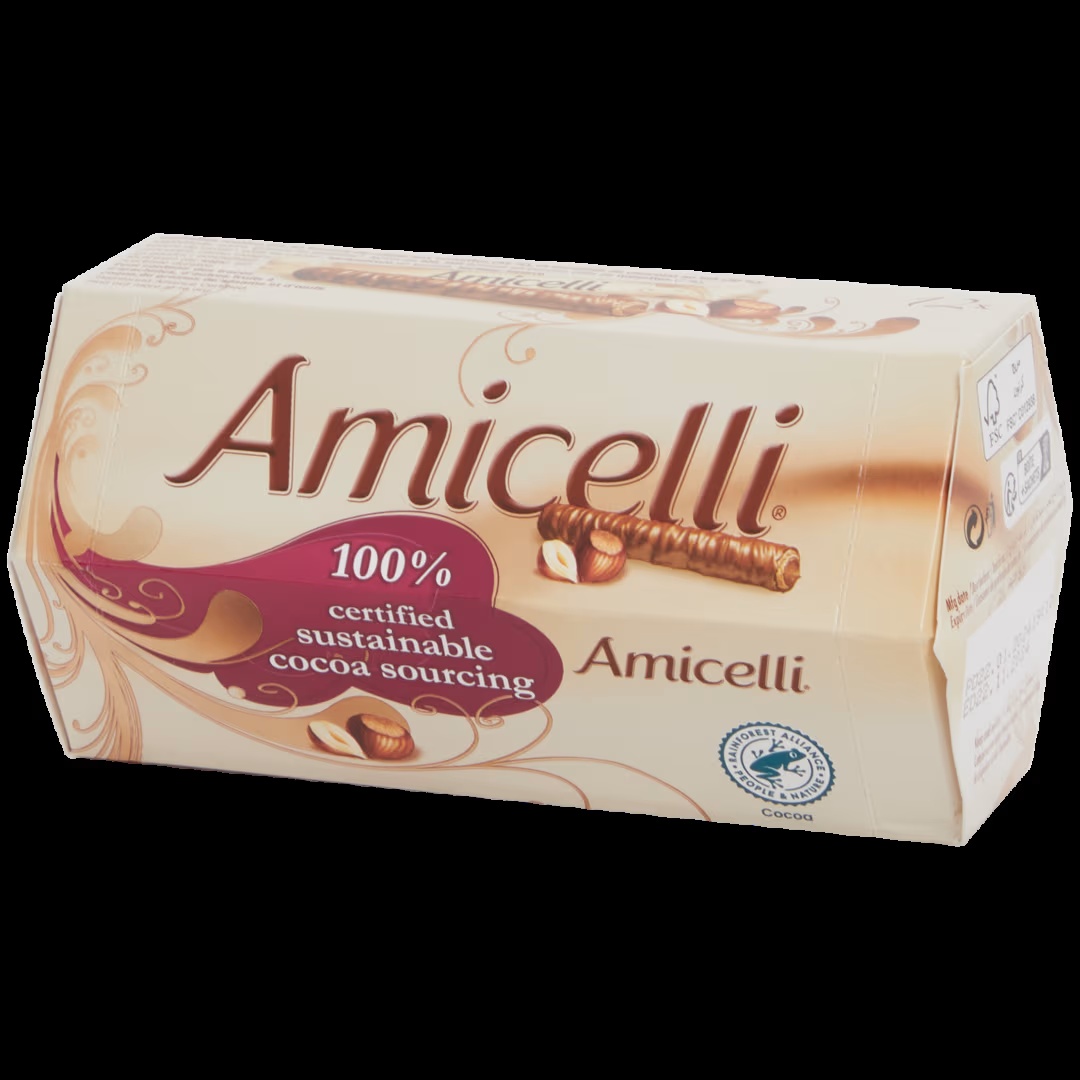 Rollitos de gofre de chocolate y avellana Amicelli