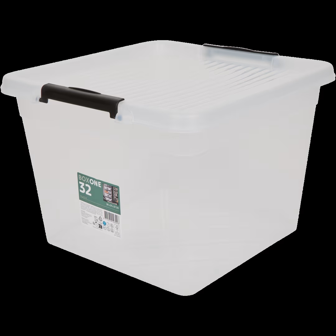 Caja de almacenaje con cierre de clip
